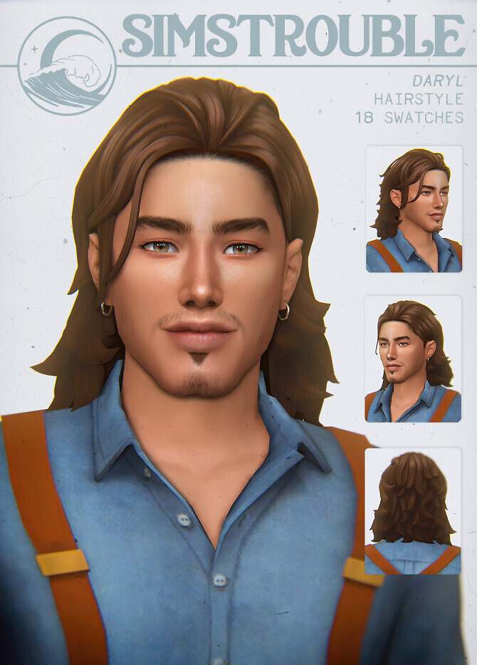 Sims 4 DARYL medium length hair at SimsTrouble