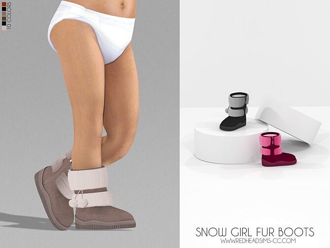 Sims 4 SNOW GIRL FUR BOOTS KIDS AND TODDLER at REDHEADSIMS