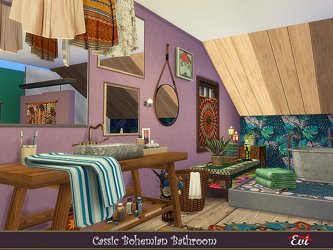 Sims 4 Classic Bohemian Bathroom by evi at TSR