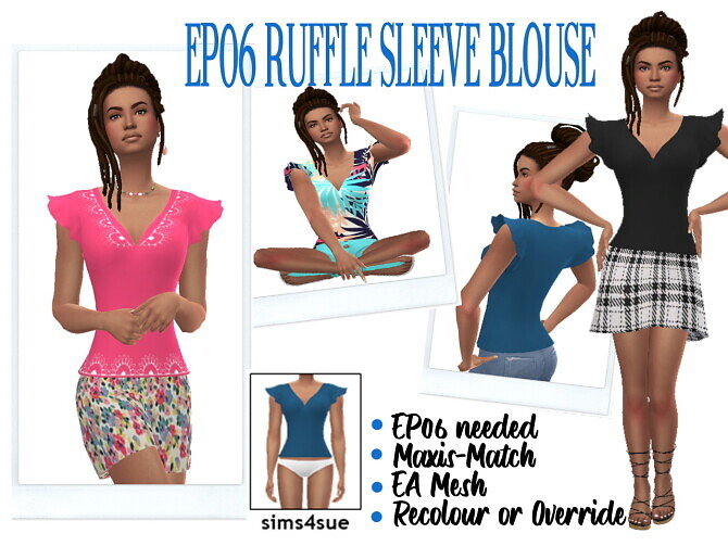 Sims 4 EP06 RUFFLE SLEEVE BLOUSE at Sims4Sue