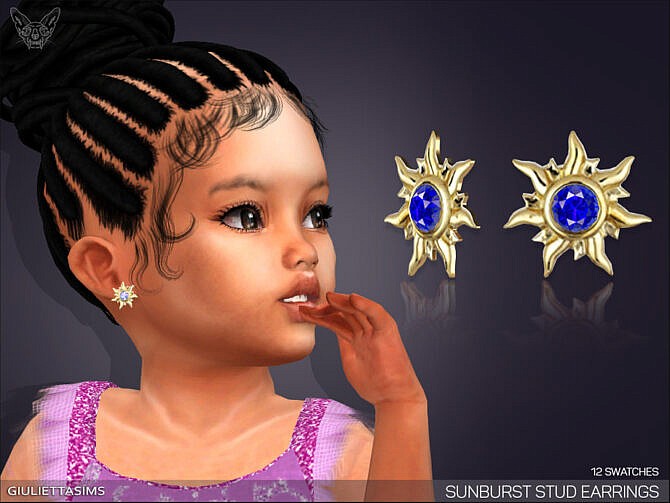 Sims 4 Sunburst Stud Earrings For Toddlers by feyona at TSR