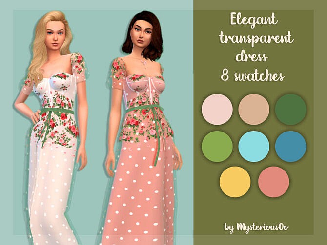 Sims 4 Elegant transparent dress by MysteriousOo at TSR