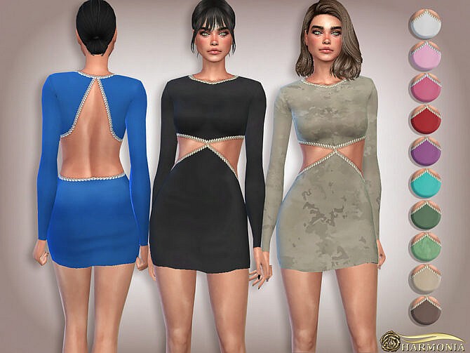 Sims 4 Pear Embellished Bodycon Dress by Harmonia at TSR