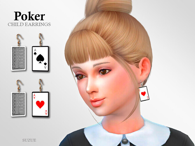 Sims 4 Poker Child Earrings by Suzue at TSR