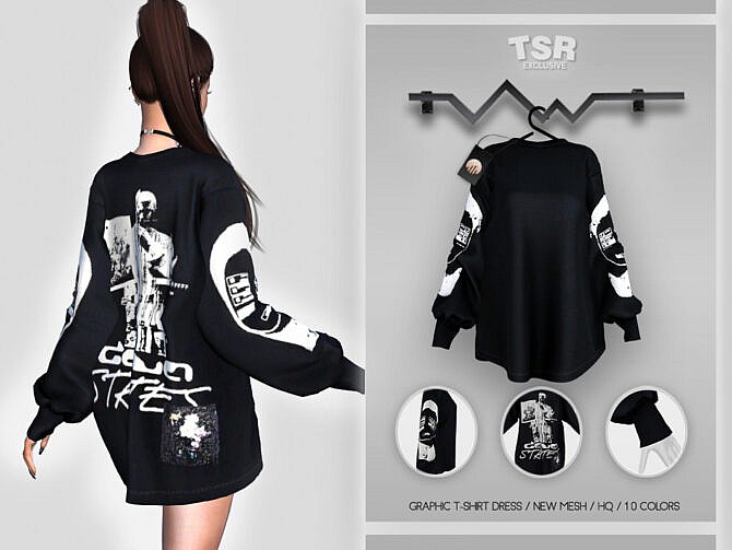 Sims 4 Graphic T Shirt Dress BD411 by busra tr at TSR