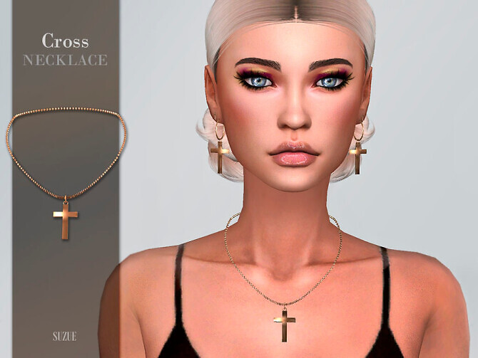 Sims 4 Cross Necklace by Suzue at TSR