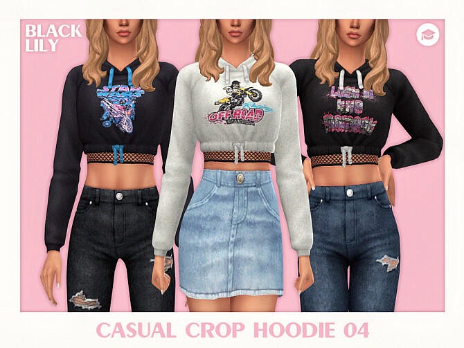 Sims 4 Casual Crop Hoodie 04 by Black Lily at TSR