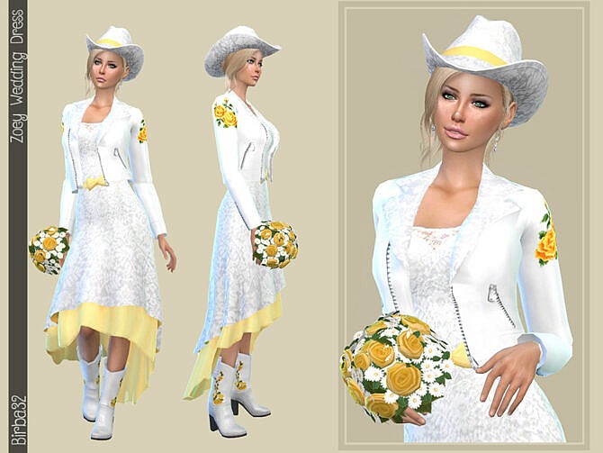 Sims 4 Zoey Wedding Dress by Birba32 at TSR