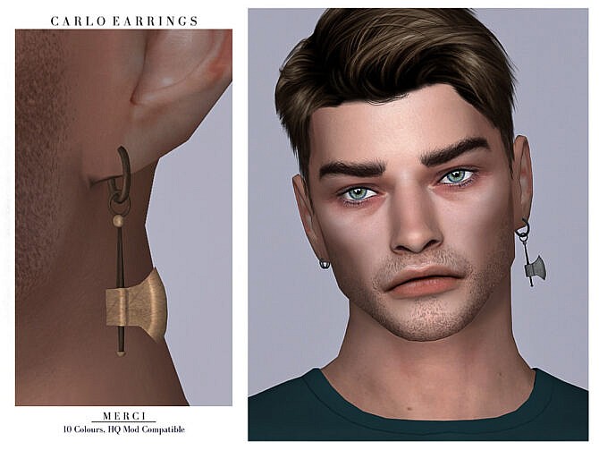Sims 4 Carlo Earrings by Merci at TSR