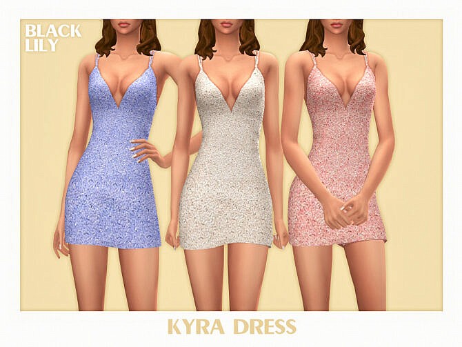 Sims 4 Kyra Dress by Black Lily at TSR