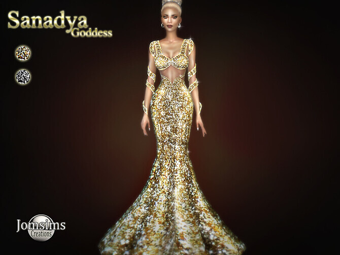 Sims 4 Sanadya goddess dress by jomsims at TSR