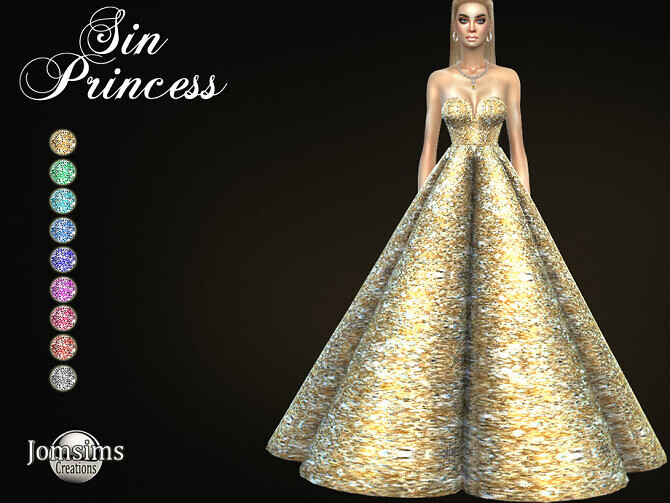 Sims 4 Sin princess dress by jomsims at TSR