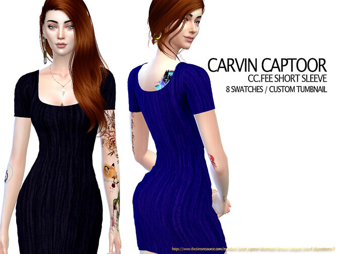 Sims 4 Fee short sleeve dress by carvin captoor at TSR