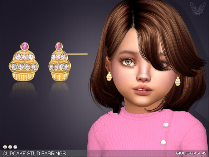 Sims 4 Cupcake Stud Earrings For Toddlers by feyona at TSR