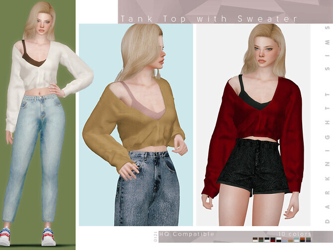 Sims 4 Tank Top with Sweater by DarkNighTt at TSR