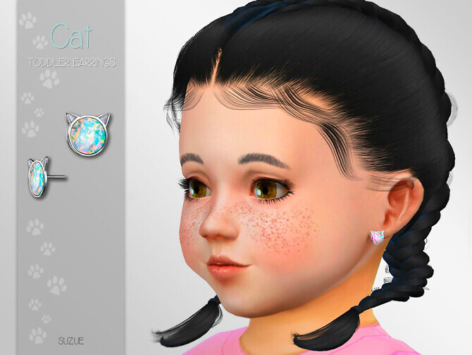 Sims 4 Cat Toddler Earrings by Suzue at TSR