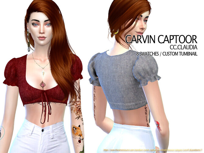 Sims 4 Claudia top by carvin captoor at TSR