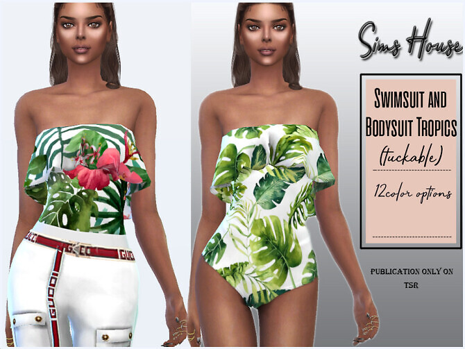 Sims 4 Bodysuit and Swimsuit Tropica (tuckable) by Sims House at TSR