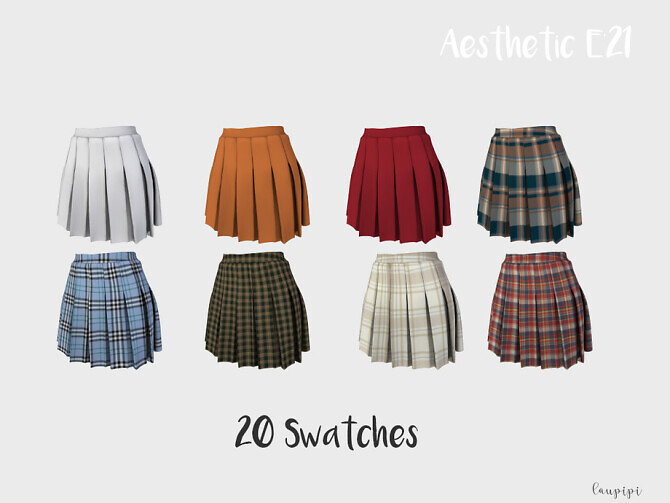 Sims 4 Pleated Skirt BT384 by laupipi at TSR