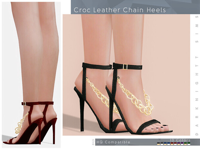 Sims 4 Croc Leather Chain Heels by DarkNighTt at TSR