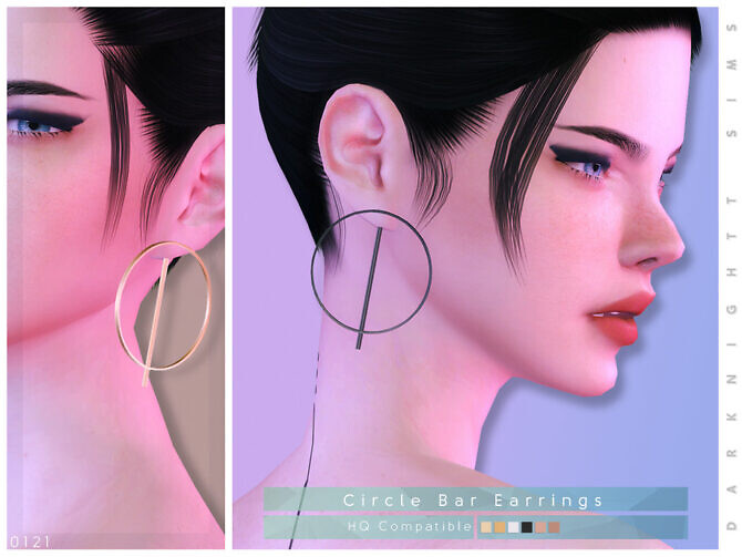 Sims 4 Circle Bar Earrings by DarkNighTt at TSR