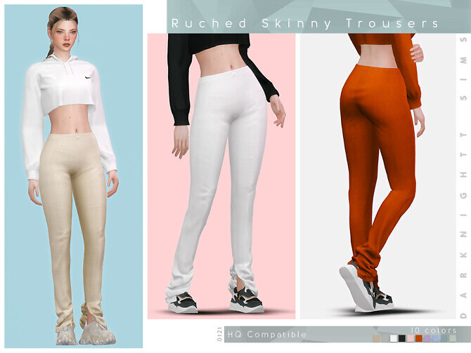 Sims 4 Ruched Skinny Trousers by DarkNighTt at TSR
