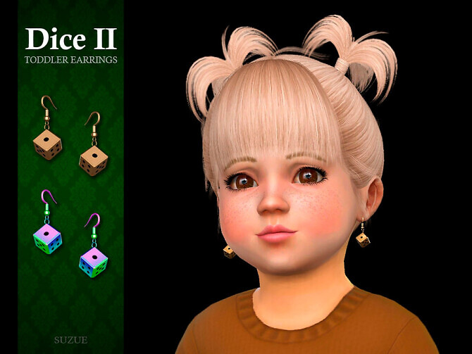 Sims 4 Dice II Toddler Earrings by Suzue at TSR
