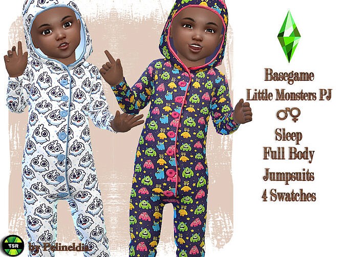 Sims 4 Toddler Little Monster PJ by Pelineldis at TSR