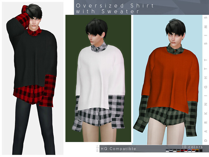 Sims 4 Oversized Shirt with Sweater by DarkNighTt at TSR