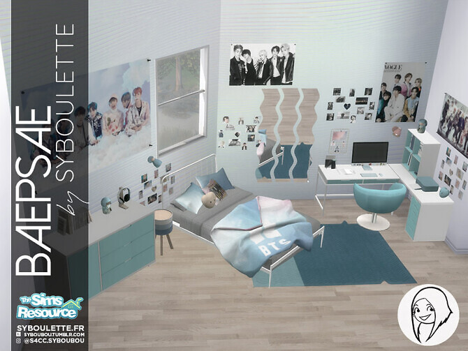 Sims 4 Baepsae set Kpop bedroom part 2 by Syboubou at TSR