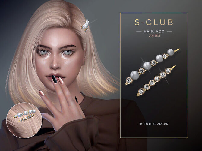 Sims 4 Pearl hairpin 202103 by S Club LL at TSR