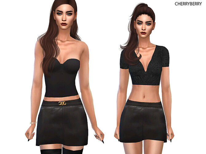 Sims 4 Luxe Mini skirt by CherryBerrySim at TSR