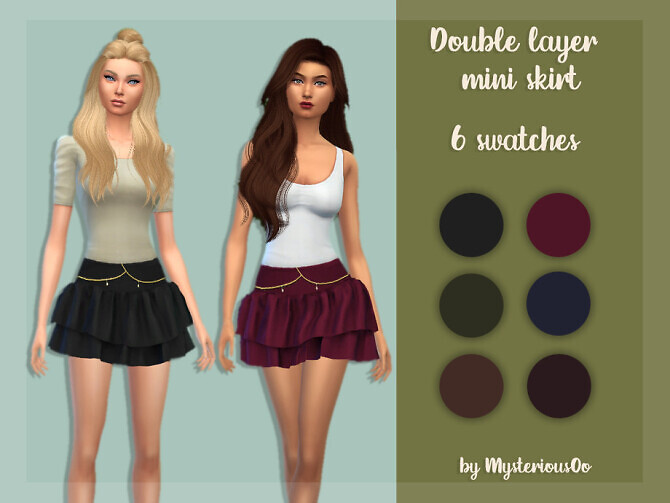 Sims 4 Double layer mini skirt by MysteriousOo at TSR