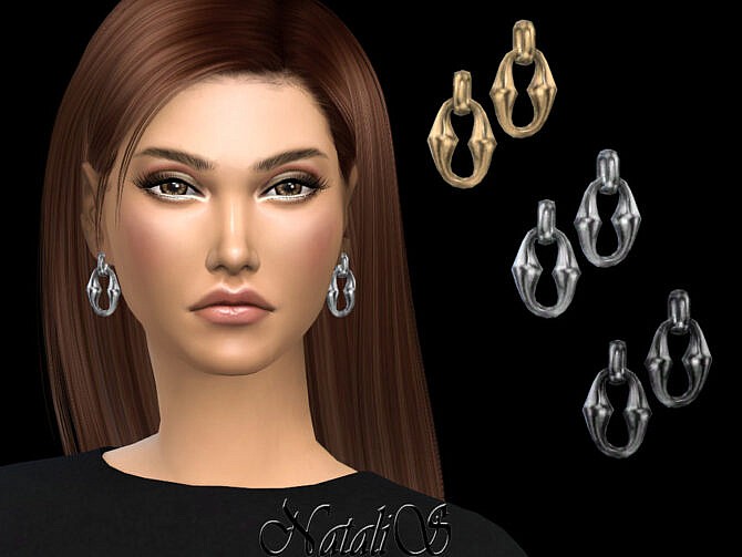 Sims 4 Puff link earrings by NataliS at TSR