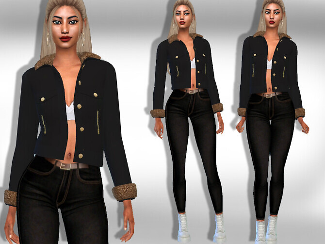 Sims 4 Black Mesh Jacket by Saliwa at TSR