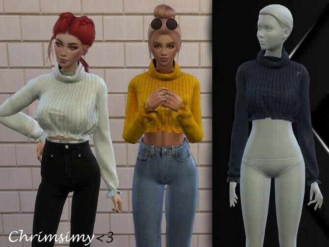 Sims 4 Ruffle Sweater by chrimsimy at TSR