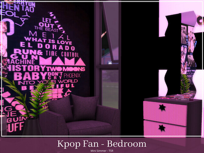 Sims 4 K pop Bedroom by Mini Simmer at TSR
