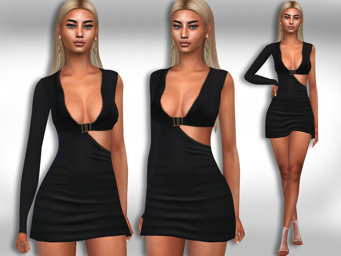 Sims 4 One Shoulder Classy Formal Dress by Saliwa at TSR