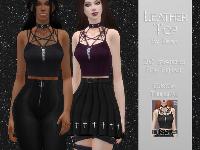 Sims 4 Leather Top by Dissia at TSR