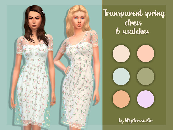 Sims 4 Transparent spring dress by MysteriousOo at TSR