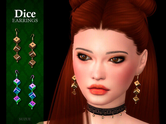 Sims 4 Dice Earrings by Suzue at TSR