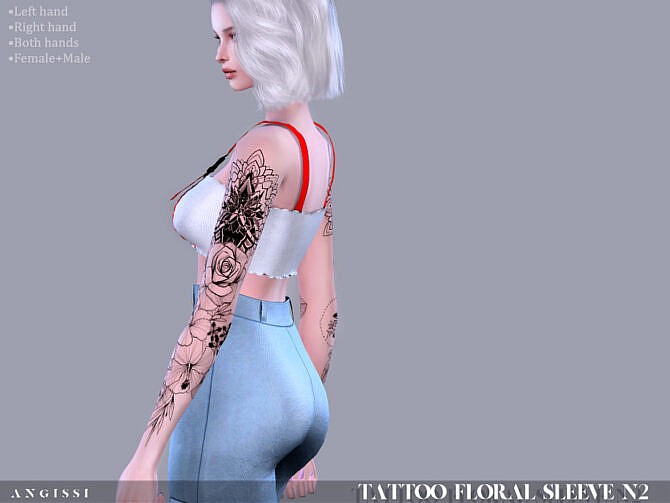 Sims 4 Floral sleeve N2 Tattoo by ANGISSI at TSR