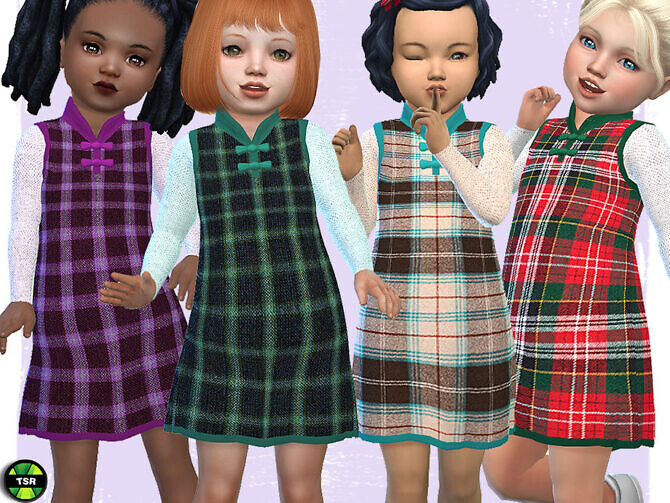 Sims 4 Toddler Plaid and Wool Dress by Pelineldis at TSR