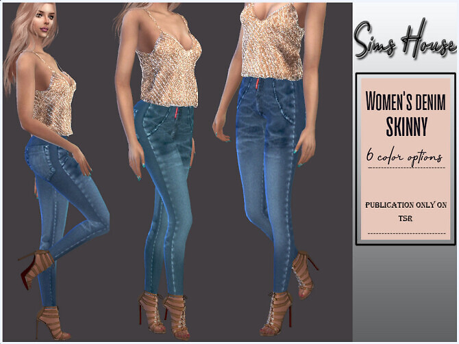 Sims 4 Womens denim skinny by Sims House at TSR