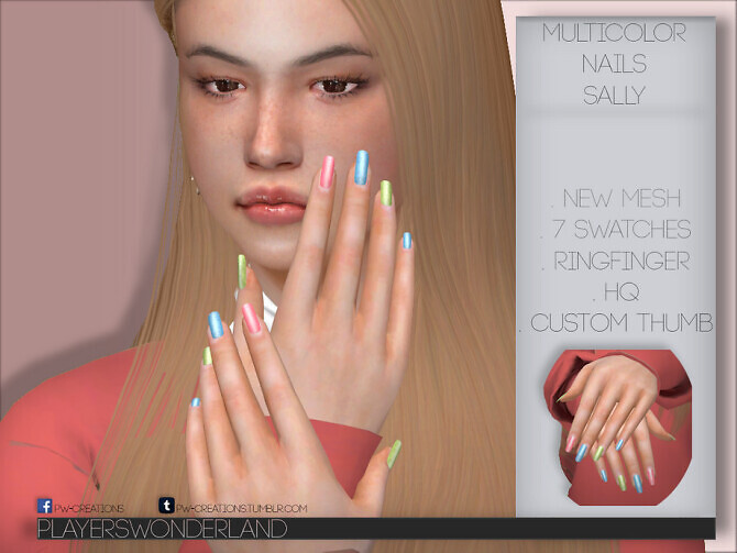 Sims 4 Multicolor Nails Sally by PlayersWonderland at TSR