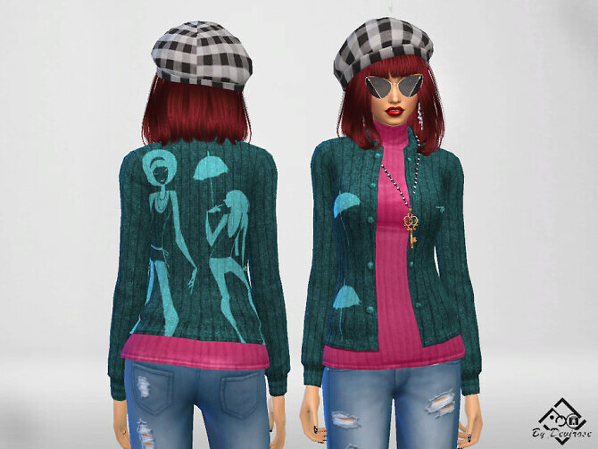 Sims 4 Pullover and Cardigan Set by Devirose at TSR