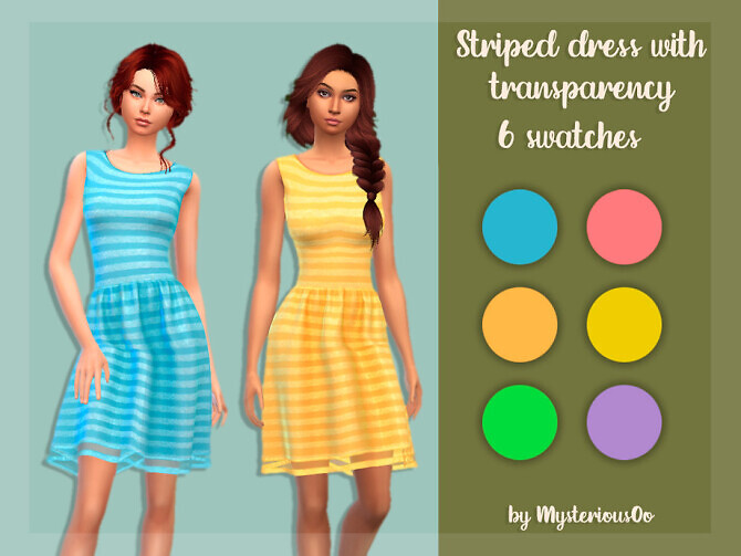 Sims 4 Striped dress with transparency by MysteriousOo at TSR