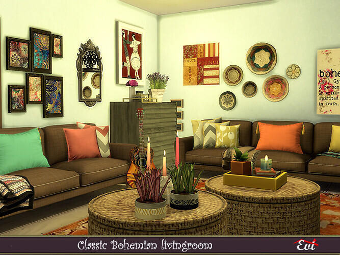 Classic Bohemian Livingroom by evi at TSR » Sims 4 Updates