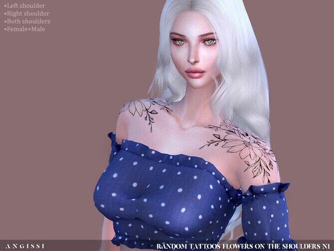 Sims 4 Random Tattoos Flowers on the shoulders n1 by ANGISSI at TSR