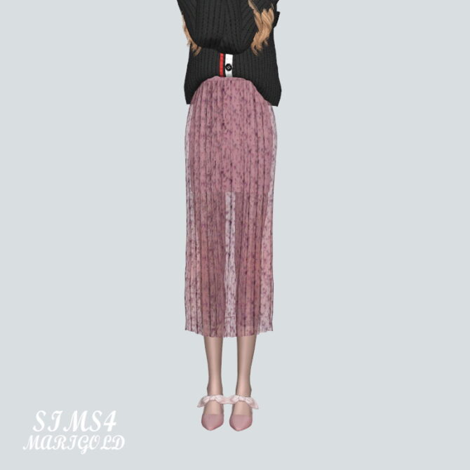 Sims 4 Accordion Long Skirt at Marigold